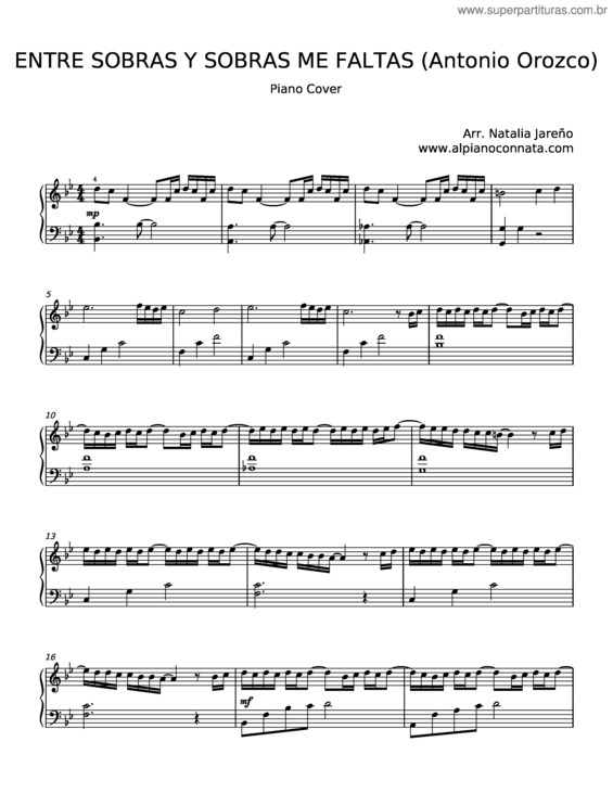 Partitura da música Entre Sobras Y Sobras Me Faltas – Antonio Orozco