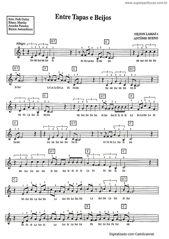Partitura da música Entre Tapas E Beijos v.4