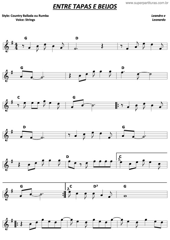 Partitura da música Entre Tapas E Beijos v.5