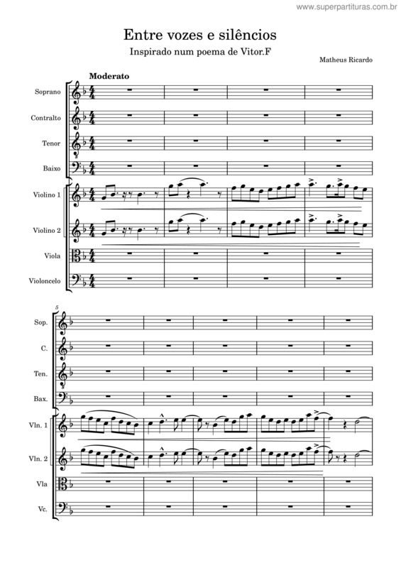 Partitura da música Entre Vozes E Silêncios v.2