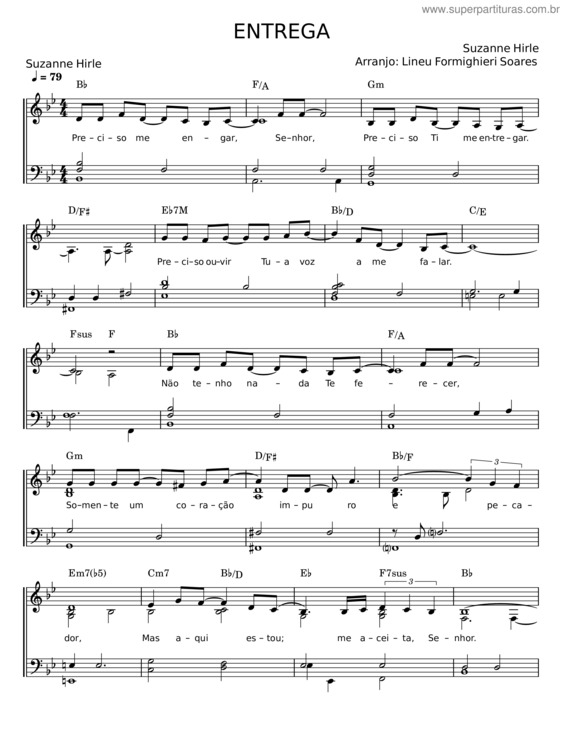 Partitura da música Entrega – Suzanne Hirle v.2