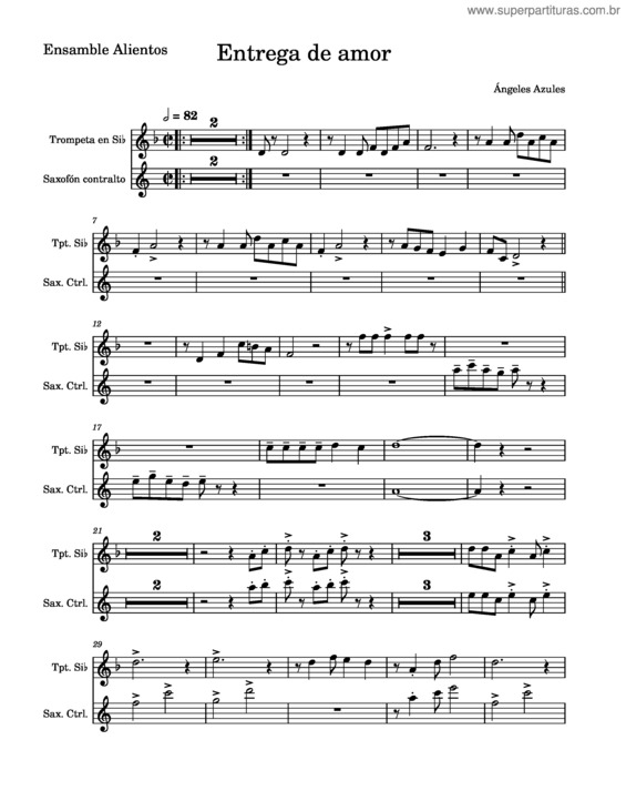 Partitura da música Entrega De Amor – Angeles Azules v.2