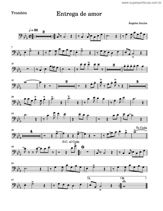 Partitura da música Entrega De Amor – Angeles Azules