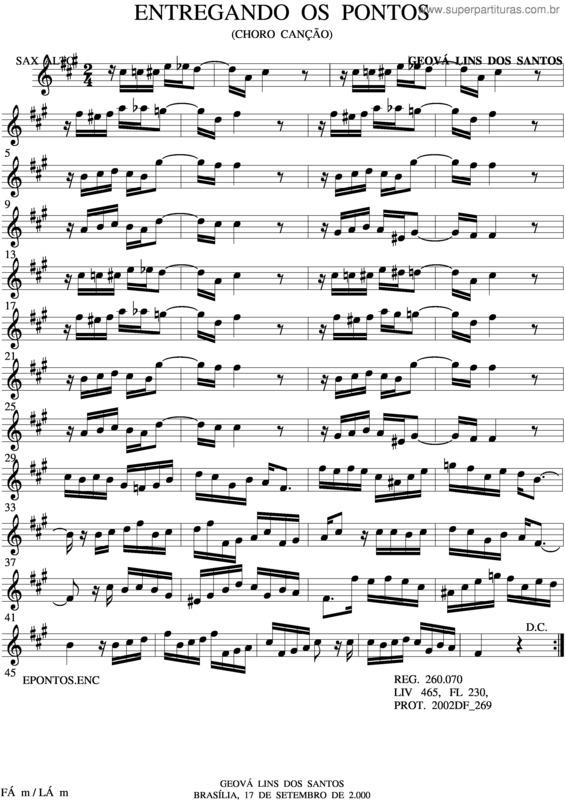 Partitura da música Entregando Os Pontos v.4