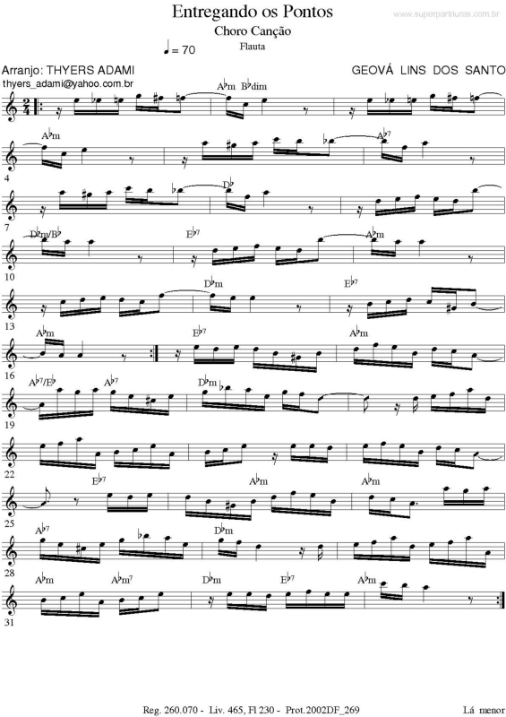 Partitura da música Entregando os Pontos