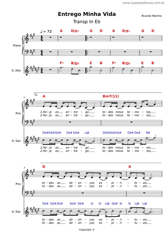 Partitura da música Entrego Minha Vida-V4