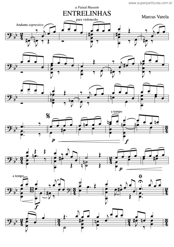 Partitura da música Entrelinhas