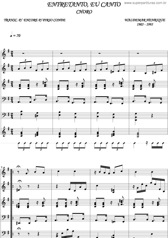 Partitura da música Entretanto Eu Canto