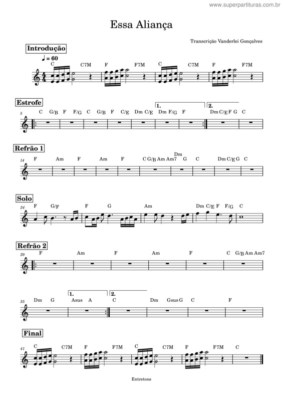 Partitura da música Entretons – Entretons Entretons – Essa Aliança