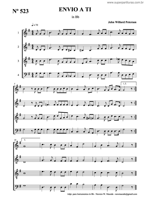 Partitura da música Envio A Ti v.2