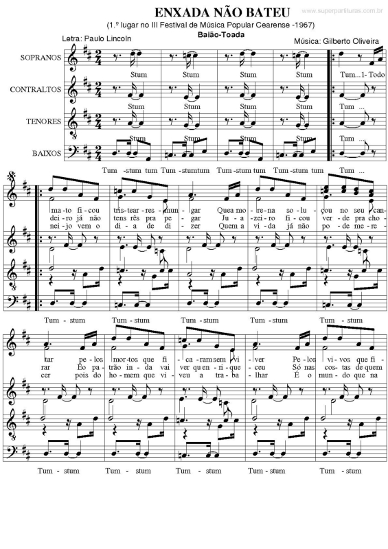 Partitura da música Enxada não Bateu