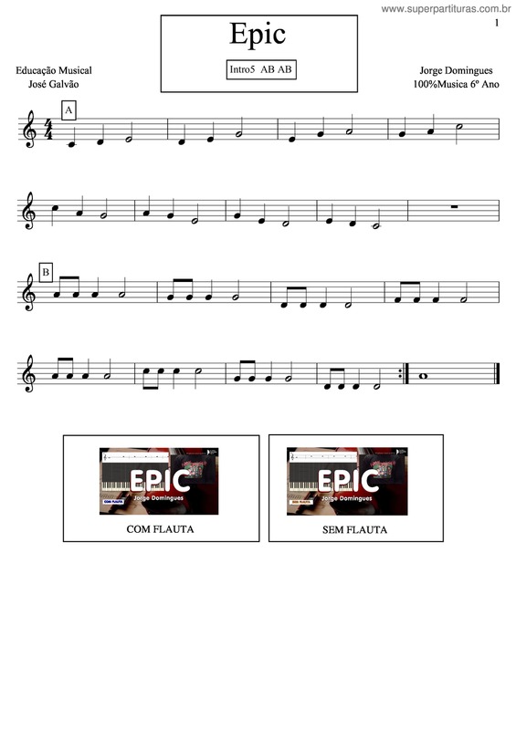 Partitura da música Epic v.2