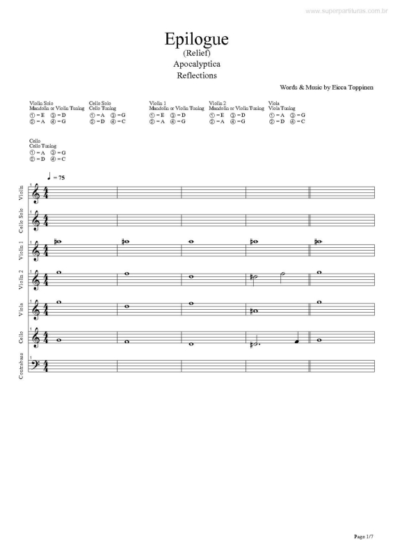 Partitura da música Epilogue (Relief)