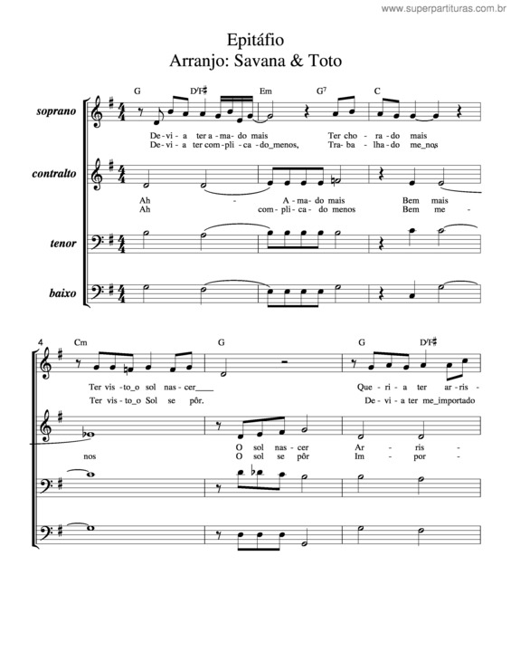 Partitura da música Epitáfio v.7