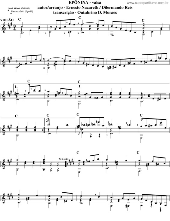 Partitura da música Eponina v.3