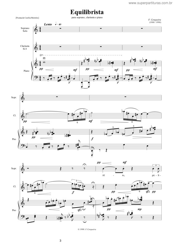 Partitura da música Equilibrista