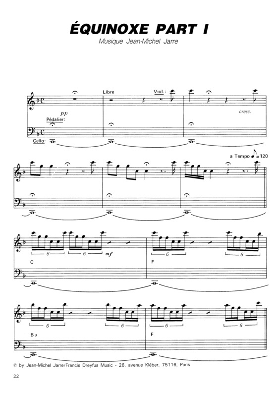 Partitura da música Équinoxe Part I