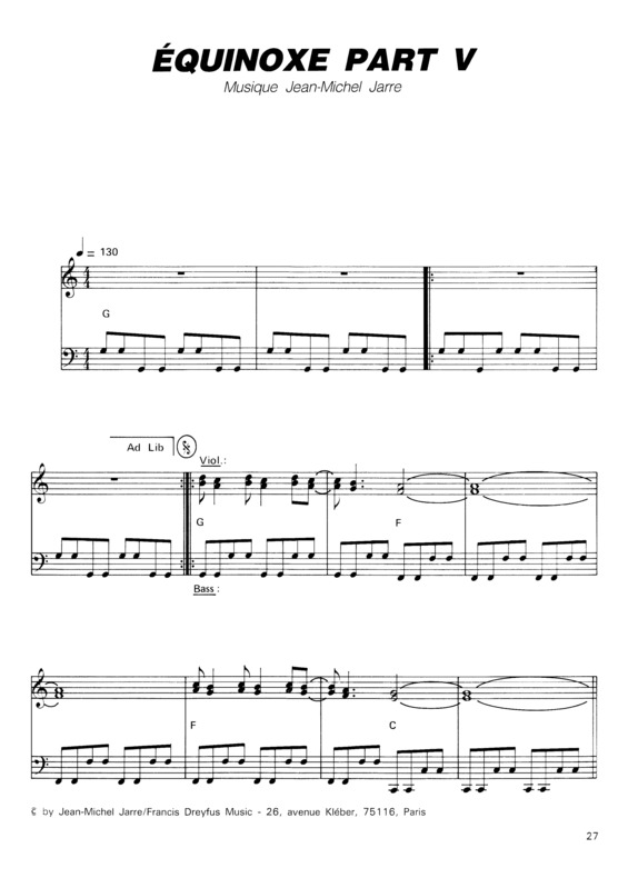 Partitura da música Équinoxe Part V