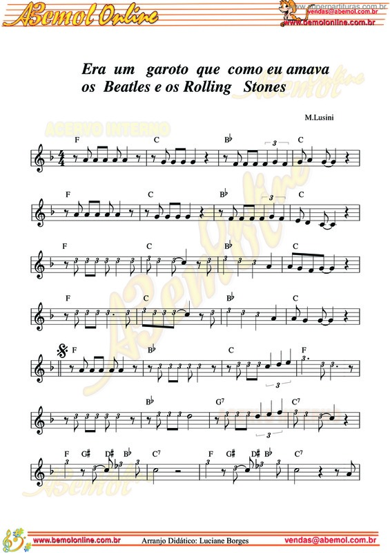 Partitura da música Era Um Garoto Que Como Eu Amava Os Beatles E Rolling Stones