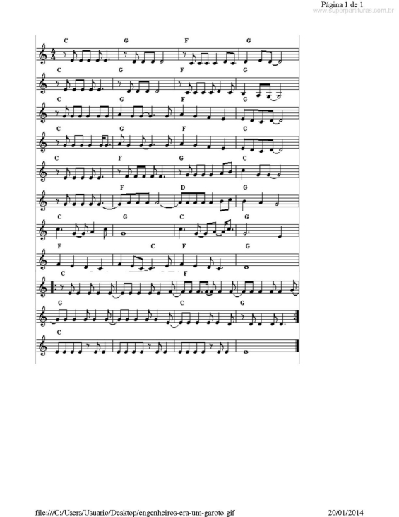 Partitura da música Era um Garoto que como Eu