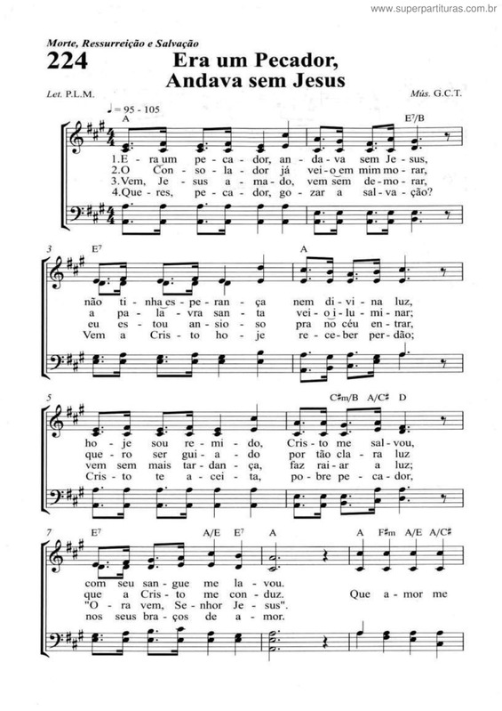 Partitura da música Era Um Pecador, Andava Sem Jesus