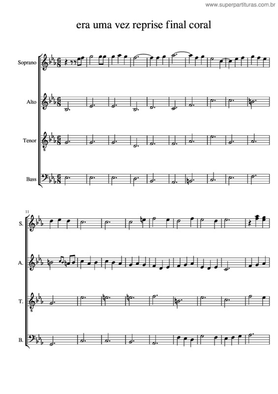 Partitura da música Era Uma Vez Reprise Final Coral