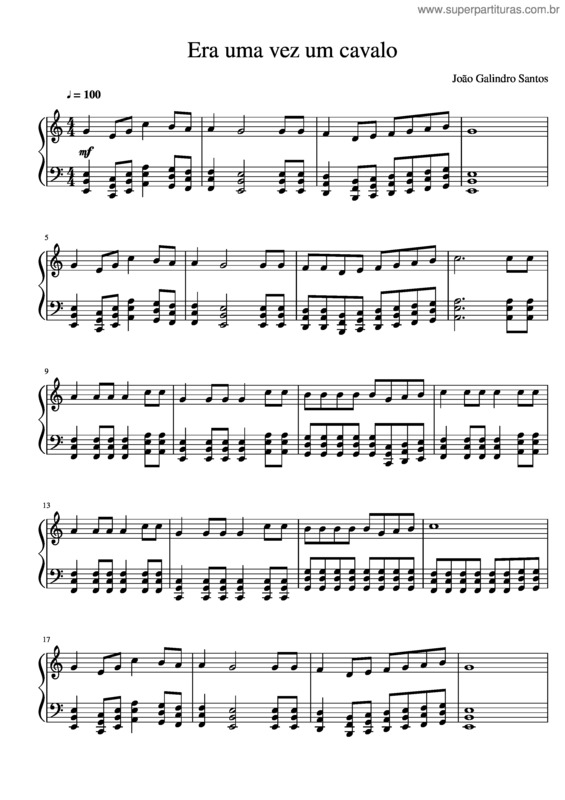 Partitura da música Era Uma Vez Um Cavalo