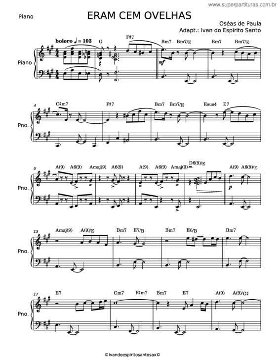 Partitura da música Eram Cem Ovelhas – Oséas De Paula