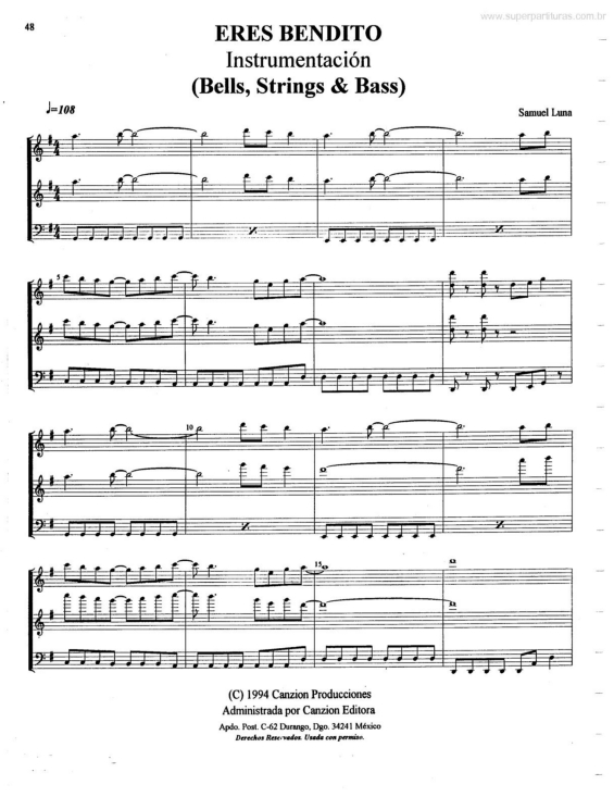 Partitura da música Eres Bendito v.2