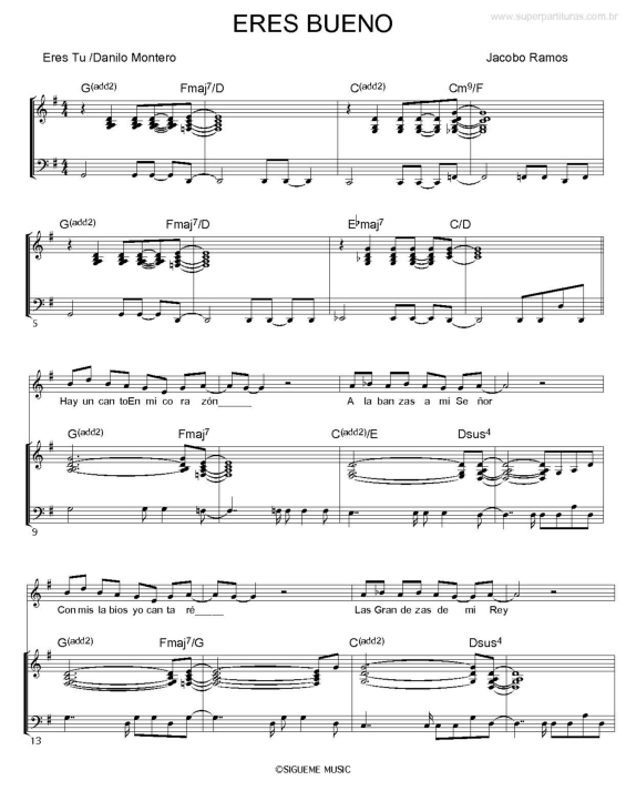 Partitura da música Eres Bueno