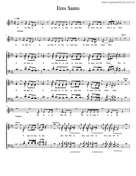 Partitura da música Eres Santo