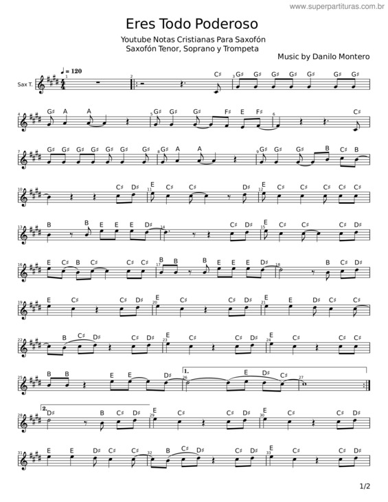 Partitura da música Eres Todo Poderoso – Danilo Montero