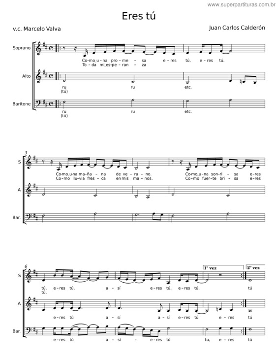 Partitura da música Eres Tu – Juan Carlos Calderón v.2
