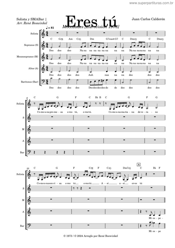Partitura da música Eres Tú – Solo+Smabar 2024–04–21 – Klaasvantwillert