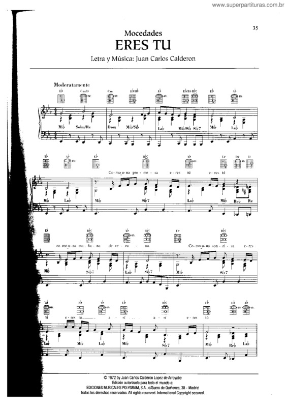 Partitura da música Eres Tu