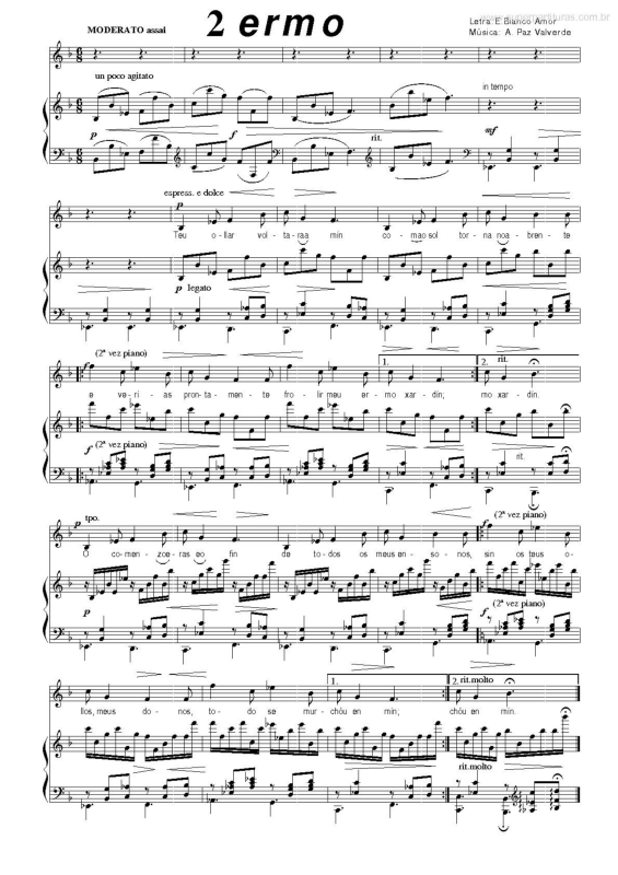 Partitura da música Ermo