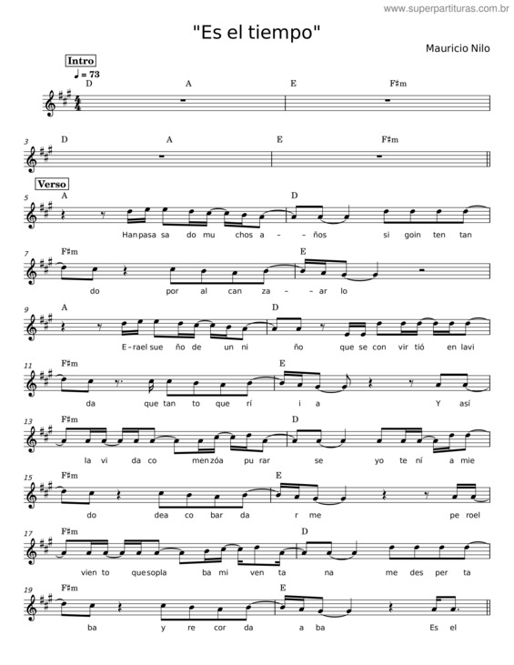 Partitura da música Es El Tiempo