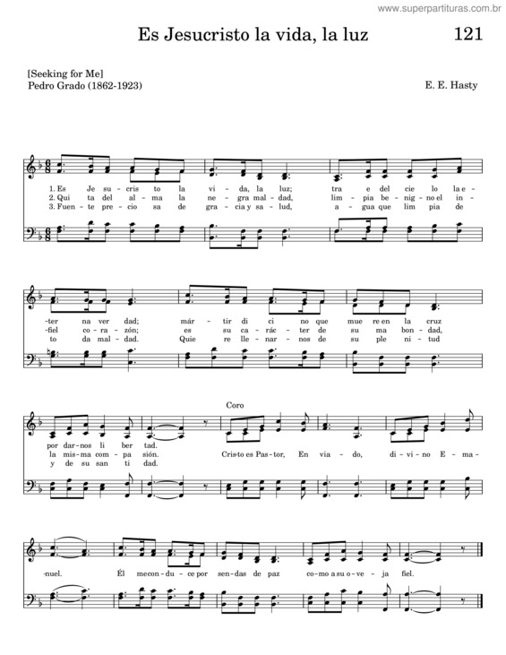 Partitura da música Es Jesucristo La Vida, La Luz – E. E. Hasty
