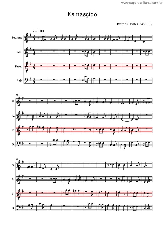 Partitura da música Es Nascido