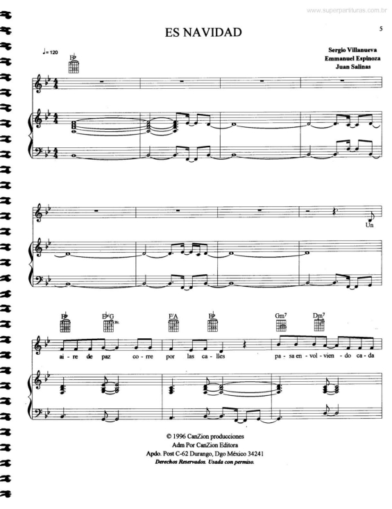 Partitura da música Es Navidad