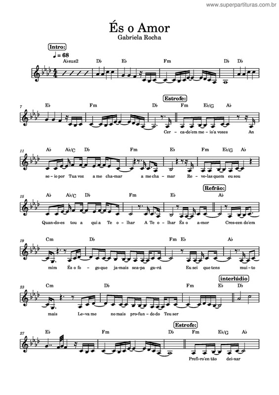 Partitura da música És O Amor