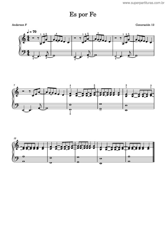 Partitura da música Es Por Fe