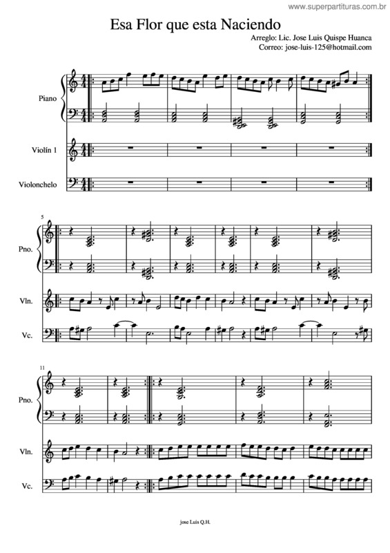 Partitura da música Esa Flor Que Esta Naciendo