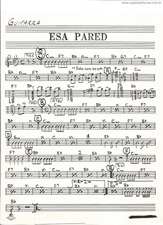 Partitura da música Esa Pared