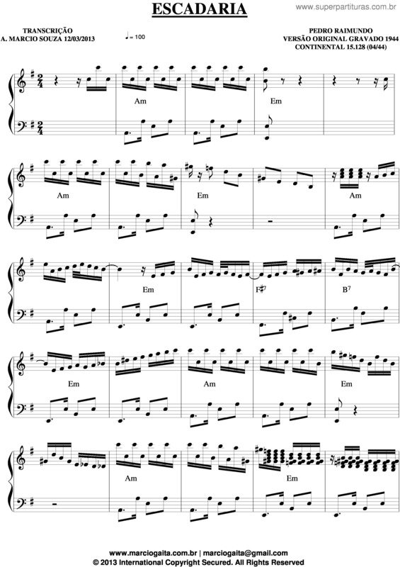 Partitura da música Escadaria v.3
