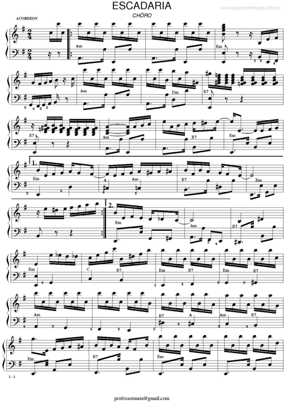 Partitura da música Escadaria