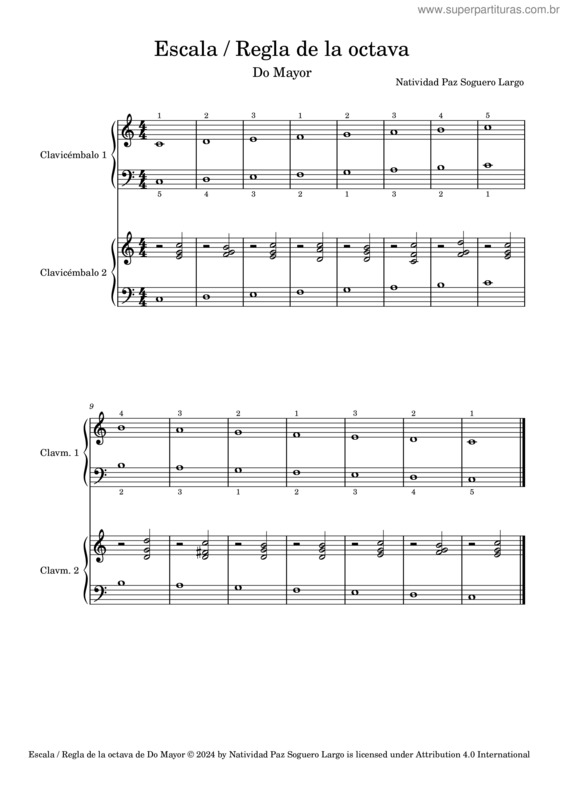 Partitura da música Escala / Regla De La Octava En Do Mayor – Natividad Paz Soguero Largo Ejercicio De Escala Y Regla De La Octava En Do Mayor