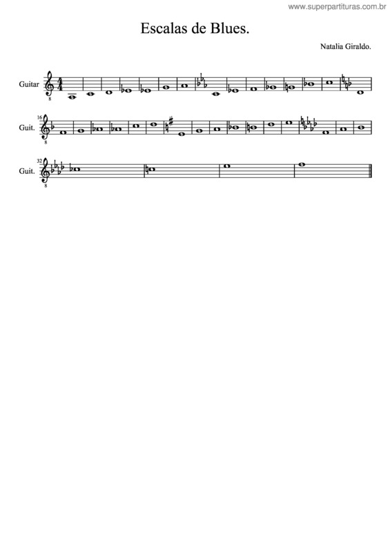 Partitura da música Escalas De Blues.