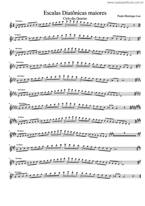 Partitura da música Escalas Diat Nicas Maiores Ciclo Das Quartas