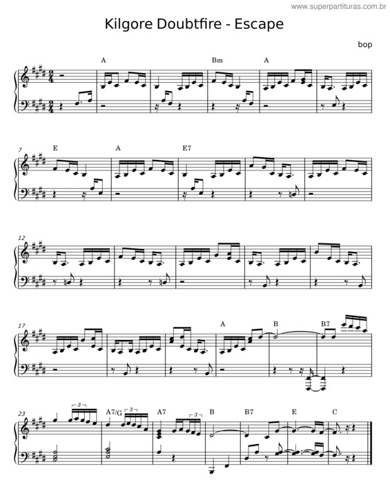 Partitura da música Escape – Kilgore Doubtfire v.4